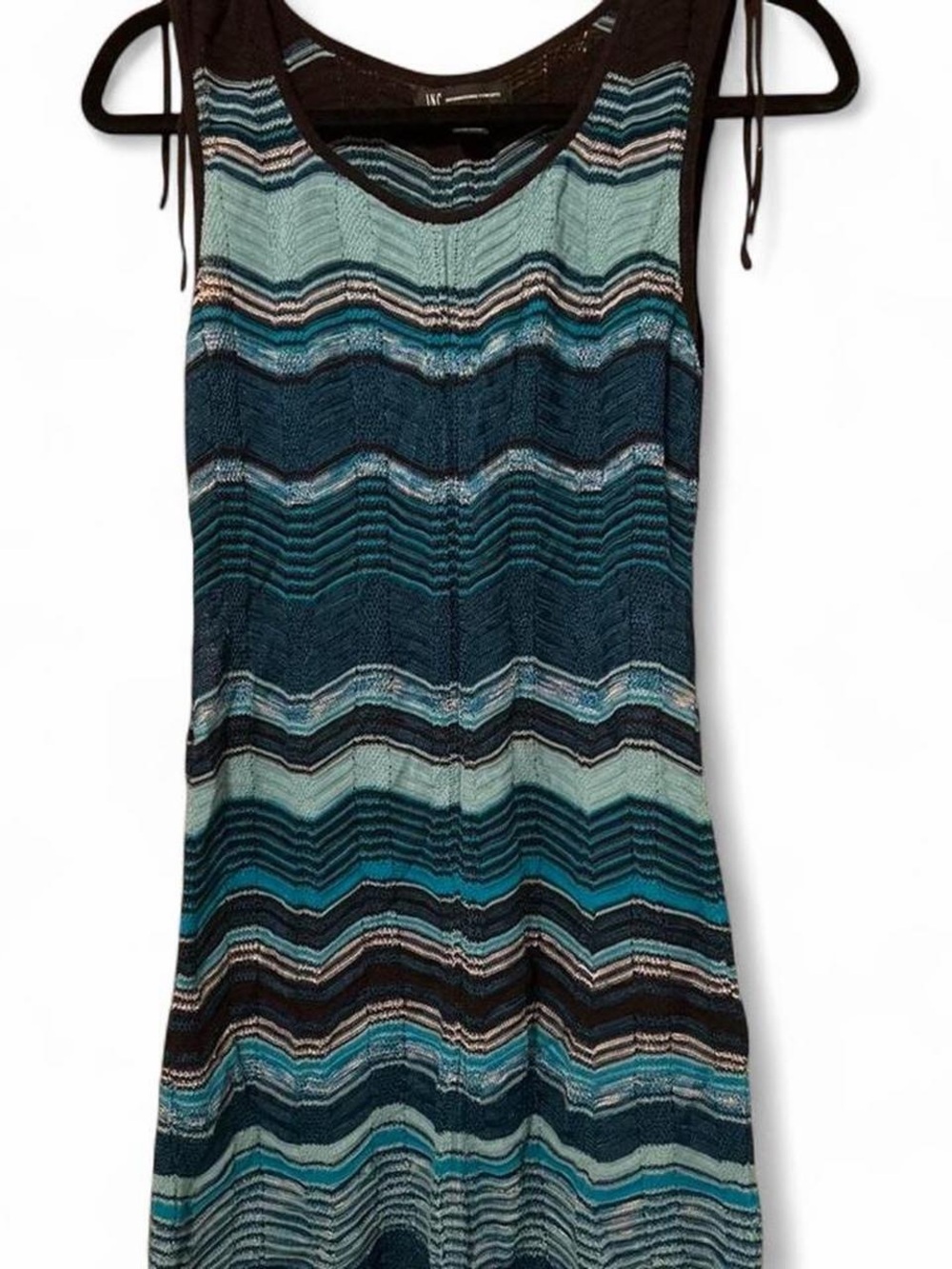 INC International Concepts Striped Knit Swim Coverup in Teal, Navy & Black
